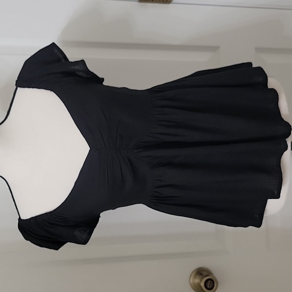 Japna Size XS Black Babydoll Blouse, Smocked Back, Gathered at Bust. Gently Used - Picture 1 of 11